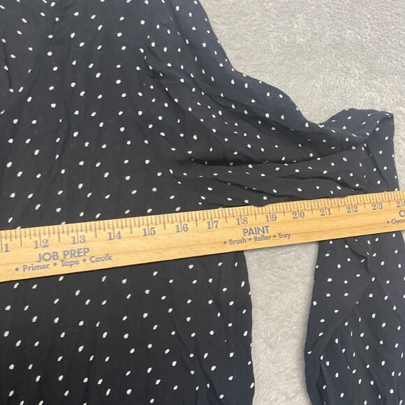 Lucky Brand Shirt Womens Small Black Polka Dot Popover Button Tie Waist - Picture 4 of 7